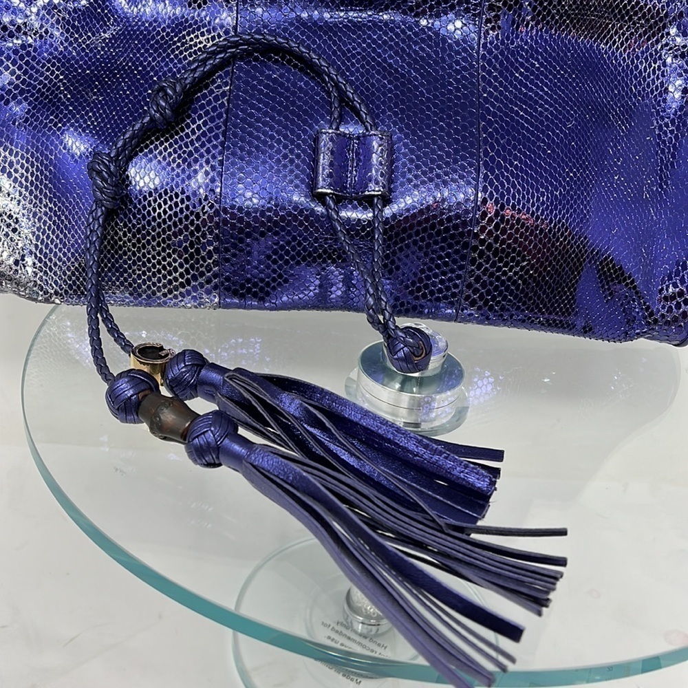 Gucci Malika Large Python Snakeskin Deep Metallic… - image 10